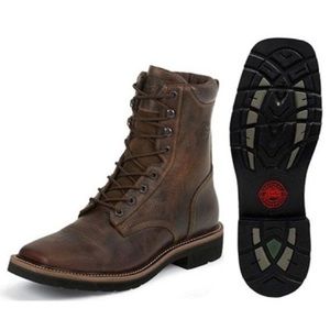 Men’s Justin 8” Pulley Steel Toe Work Boots BNWT Size 10D